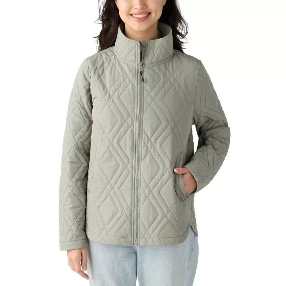Voyager Womens M Quilted Jacket Water-Resistant Diamond Pocket Lightweight Green